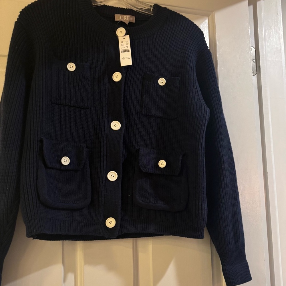 NWT J Crew Four-pocket cardigan navy S - Picture 3 of 6